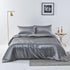 Satin Quilt cover Set Hotel 3 Pieces Quilt cover with Pillowcase, Art Silk Bedding Set-Luxury Soft Silky pillowcase for Hair and Skin, Similar to Silk Duvet/Donna Cover Set- 3 Pieces(Queen,Grey)