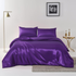 Satin Quilt cover Set Hotel 3 Pieces Quilt cover with Pillowcase, Art Silk Bedding Set-Luxury Soft Silky pillowcase for Hair and Skin, Similar to Silk Duvet/Donna Cover Set- 3 Pieces(Queen,Purple)