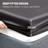 Art Silk Satin Sheet Set Hotel 4 Pieces Fitted/Flat Sheet Bedding Set-Luxury Soft Silky Sheets for Hair and Skin, Similar to Silk Bed Sheets Set 4 Pieces(Queen,Black)