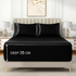 Satin Fitted Sheet Set Hotel 3 Pieces Fitted Sheet with Pillowcase, Art Silk Bedding Set-Luxury Soft Silky Sheets for Hair and Skin, Similar to Silk Fitted Sheets Set 3 Pieces(Super King,Black)