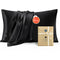 Silk Pillowcase for Hair and Skin Mulberry Silk Pillowcase Soft Breathable Smooth Both Sided Natural Silk Pillowcase with Envelope pocket Beauty Sleep Silk Pillow Case for Gift (2 Pack, Standard, Black)