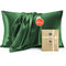 Silk Pillowcase for Hair and Skin Mulberry Silk Pillowcase Soft Breathable Smooth Both Sided Natural Silk Pillowcase with Envelope pocket Beauty Sleep Silk Pillow Case for Gift (2 Pack, Standard, Green)