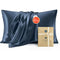 Silk Pillowcase for Hair and Skin Mulberry Silk Pillowcase Soft Breathable Smooth Both Sided Natural Silk Pillowcase with Envelope pocket Beauty Sleep Silk Pillow Case for Gift (2 Pack, Standard, Navy)