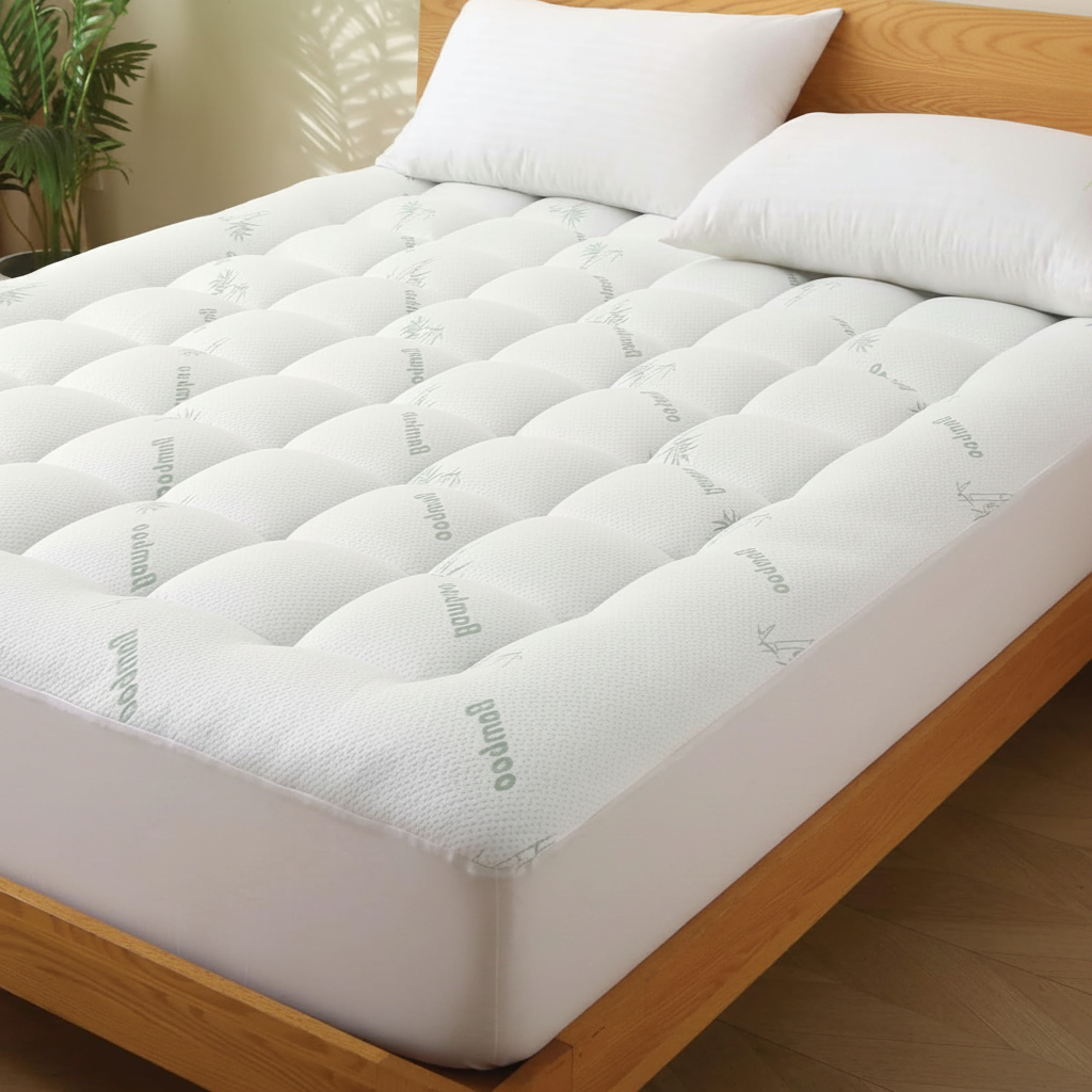 Double 800GSM Bamboo Mattress Topper 45cm Deep Pillowtop Green