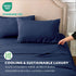 4 Piece Hotel Bamboo Cooling Sheet Set -Ultra Soft 2000TC Breathable Bed Sheets Set with 37 Centimetre Deep Pocket-Cooling Sheets for Hot Sleepers(Navy,Double)