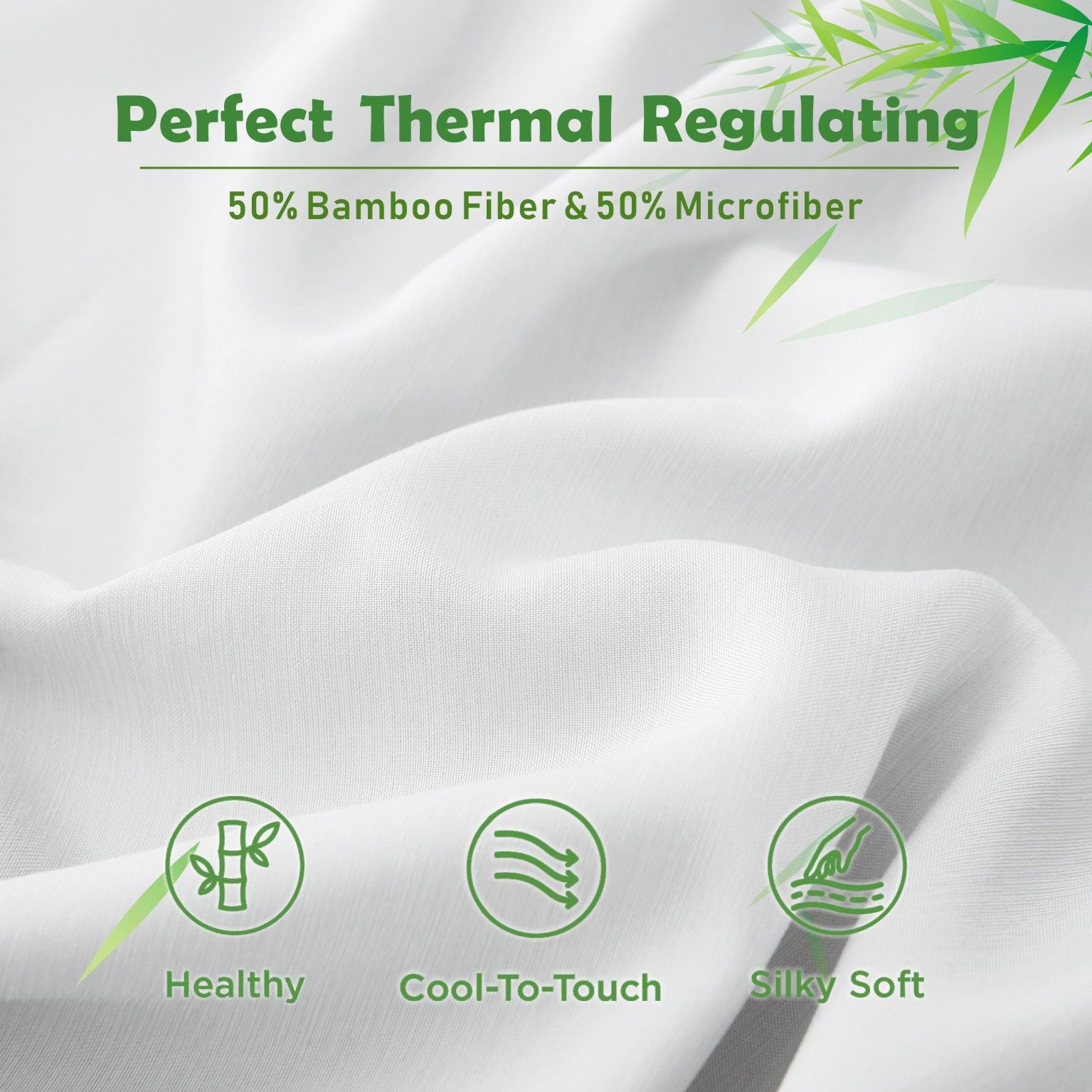 2 Piece Hotel Bamboo Cooling Fitted Sheet Set & Pillowcase -Ultra Soft 2000TC Breathable Fitted Bed Sheets Set with 37 Centimetre Deep Pocket-Cooling Sheets for Hot Sleepers(White,King Single)