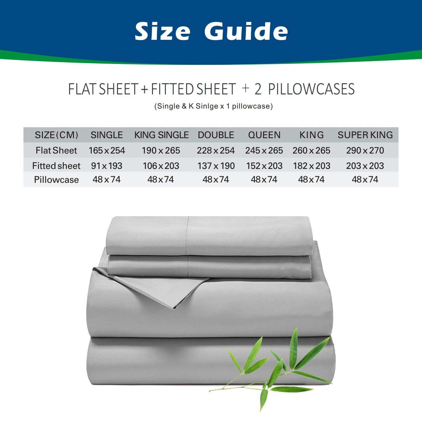 3 Piece Hotel Bamboo Cooling Sheet Set -Ultra Soft 2000TC Breathable Bed Sheets Set with 37 Centimetre Deep Pocket-Cooling Sheets for Hot Sleepers(Grey,Single)