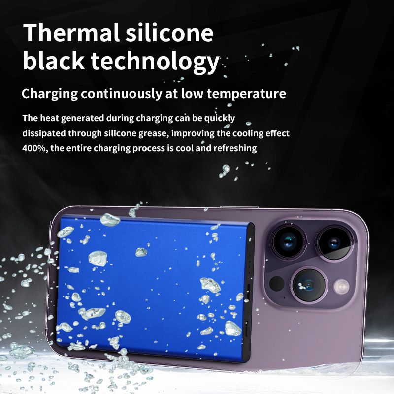 An qichen Magnetic Power Bank 15W Wireless Fast Charge Silver