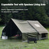 Dark Green Inflatable Camping Tent with Canopy, Large 4-6 Person, Waterproof, Heavy Duty Cabin Glamping Hiking Blow Up Tent with Awning Extension Porch and Air Pump