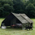 Dark Green Inflatable Camping Tent with Canopy, Large 4-6 Person, Waterproof, Heavy Duty Cabin Glamping Hiking Blow Up Tent with Awning Extension Porch and Air Pump