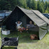 Dark Green Inflatable Camping Tent with Canopy, Large 4-6 Person, Waterproof, Heavy Duty Cabin Glamping Hiking Blow Up Tent with Awning Extension Porch and Air Pump