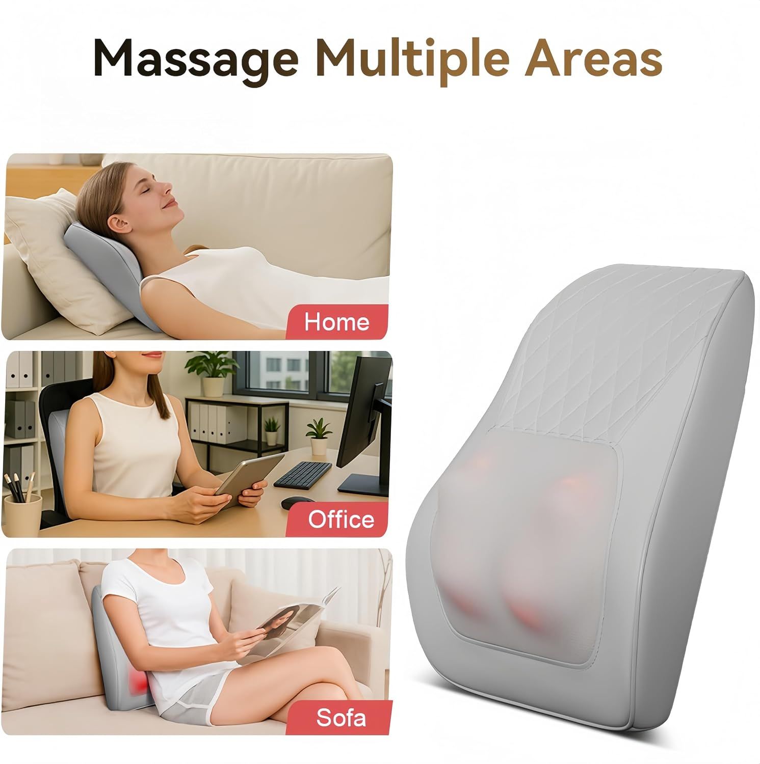 Shiatsu Neck Massager with Heat and Remote,3D Kneading Back Massager, Massage Pillow for Back,Shoulder, Leg for Pain Relief, Gifts for Men Women Mom Dad, at Home Office and Car(Gray)