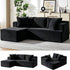 Couch Modular Sectional 3 Seater Sofa L-Shaped Black,81" Boneless Sofa Bed, Deep Seat and Side Pockets,Breathable Cheneille, High Density Pure Sponge,No Assembly Needed