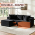 Couch Modular Sectional 3 Seater Sofa L-Shaped Black,81" Boneless Sofa Bed, Deep Seat and Side Pockets,Breathable Cheneille, High Density Pure Sponge,No Assembly Needed