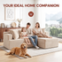 Couch Modular Sectional 3 Seater Sofa L-Shaped Khaki，81" Boneless Sofa Bed, Deep Seat and Side Pockets,Breathable Cheneille, High Density Pure Sponge,No Assembly Needed