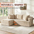 Couch Modular Sectional 3 Seater Sofa L-Shaped Khaki，81" Boneless Sofa Bed, Deep Seat and Side Pockets,Breathable Cheneille, High Density Pure Sponge,No Assembly Needed