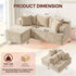 Couch Modular Sectional 3 Seater Sofa L-Shaped Khaki，81" Boneless Sofa Bed, Deep Seat and Side Pockets,Breathable Cheneille, High Density Pure Sponge,No Assembly Needed
