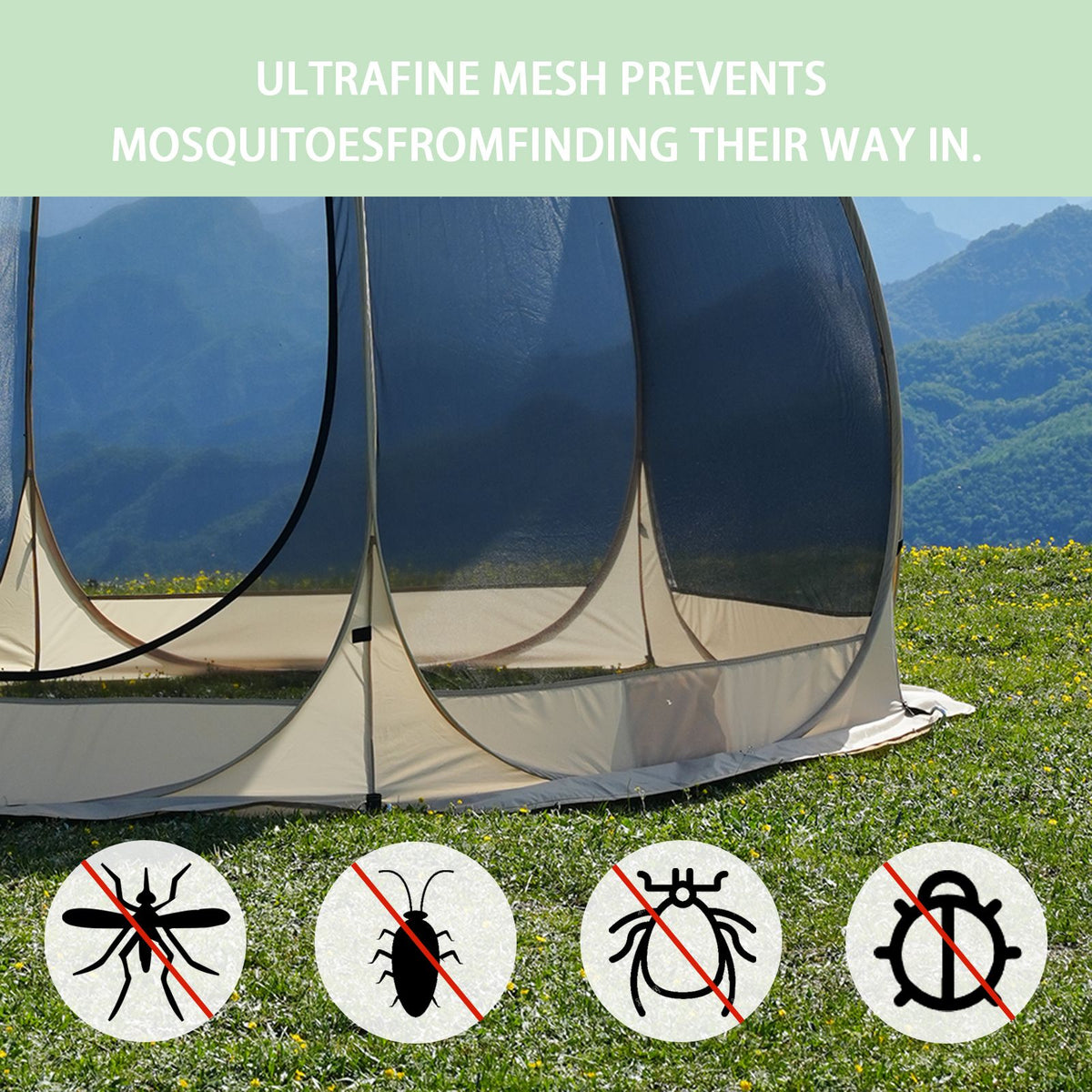 Pop Up Screen House Tent 305cm 6-8 Person Mozzie Mesh Shelter 220cm Headroom