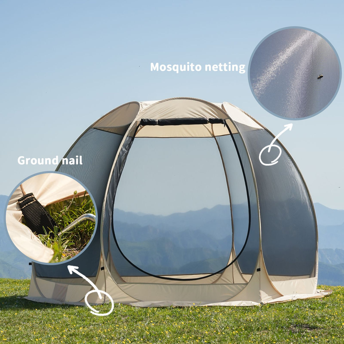 Pop Up Screen House Tent 305cm 6-8 Person Mozzie Mesh Shelter 220cm Headroom