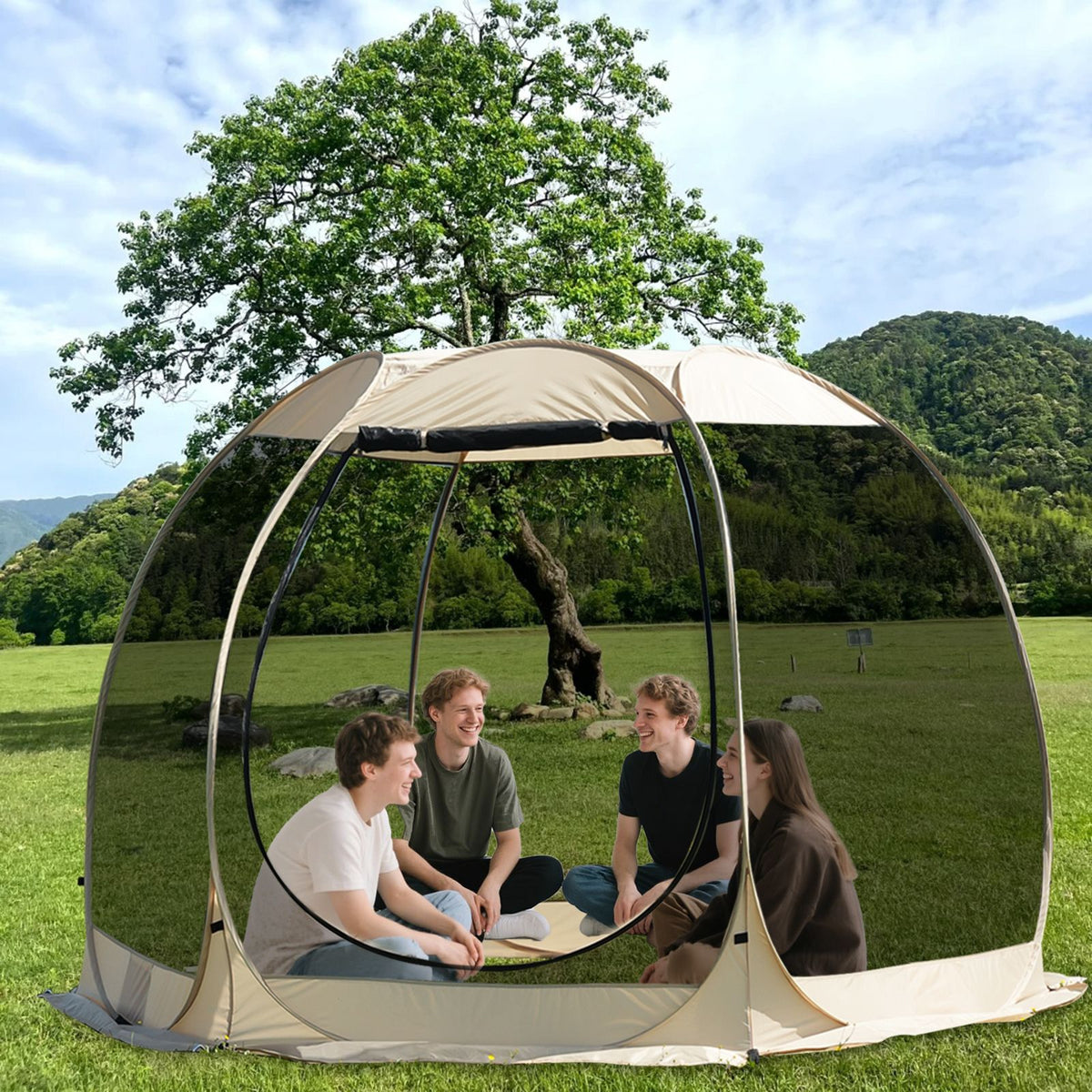 Pop Up Screen House Tent 305cm 6-8 Person Mozzie Mesh Shelter 220cm Headroom