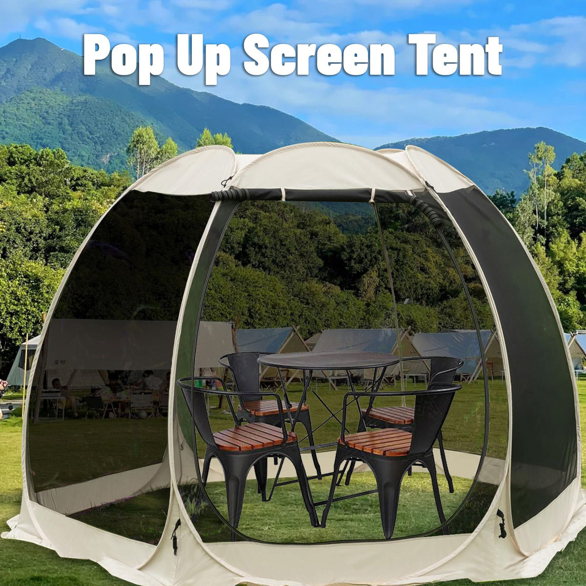 Pop Up Screen House Tent 305cm 6-8 Person Mozzie Mesh Shelter 220cm Headroom