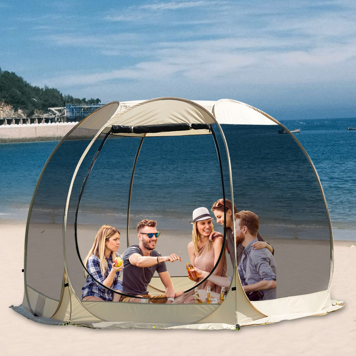 Pop Up Screen House Tent 305cm 6-8 Person Mozzie Mesh Shelter 220cm Headroom