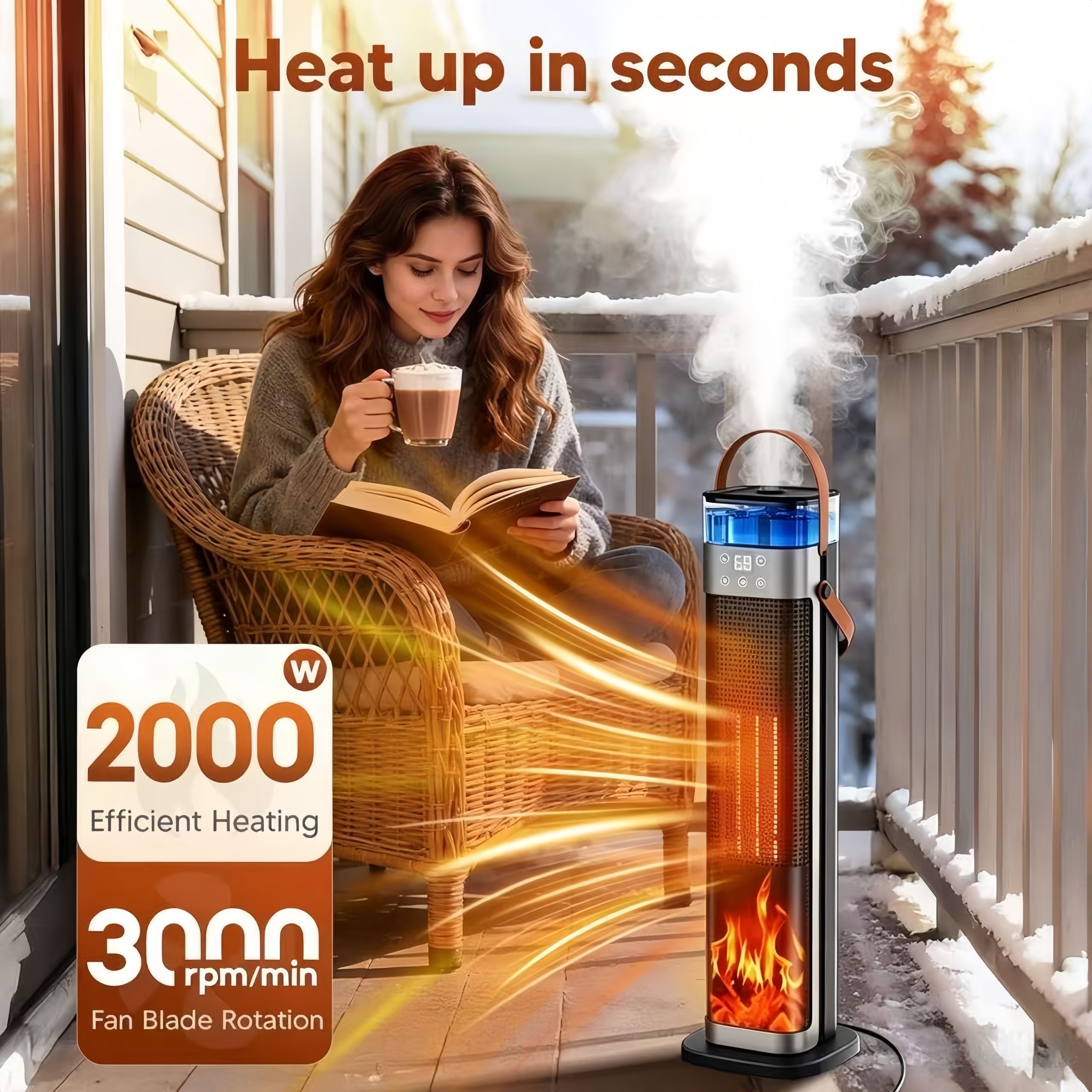 Tower Space Heater with Humidifier