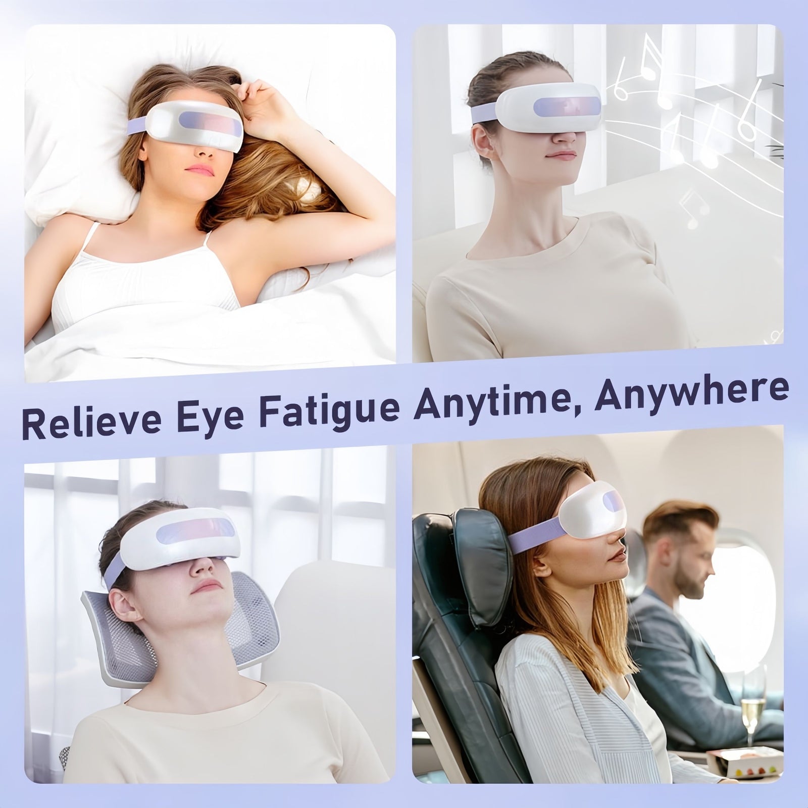 Eye Massager with Nano Mist Moisturising, Dry Eyes, Dark Circles, Heated Eye Mask with 8 Acupoint Massage, Rechargeable Bluetooth Music Eye Care Device for Relaxation Improve Sleeping