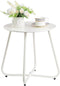 Metal Outdoor Side Table – Round Patio Table, Rust-Resistant Small End Coffee Table for Balcony, Garden, Porch, Living Room & Bedroom – Portable Accent Table for Indoor Outdoor Use, White