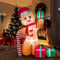 8FT/2.4m Lighted Inflatable Gingerbread Man Christmas Decoration with Candy Cane & Gift Boxes, Outdoor Indoor Holiday Yard Lawn Display with Built-in LED Lights