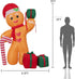8FT/2.4m Lighted Inflatable Gingerbread Man Christmas Decoration with Candy Cane & Gift Boxes, Outdoor Indoor Holiday Yard Lawn Display with Built-in LED Lights