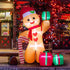 8FT/2.4m Lighted Inflatable Gingerbread Man Christmas Decoration with Candy Cane & Gift Boxes, Outdoor Indoor Holiday Yard Lawn Display with Built-in LED Lights