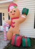8FT/2.4m Lighted Inflatable Gingerbread Man Christmas Decoration with Candy Cane & Gift Boxes, Outdoor Indoor Holiday Yard Lawn Display with Built-in LED Lights