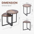 Nesting Side Tables Set of 2, Round End Tables with Rustic Brown Wood Look Top and Black Metal Frame, Space Saving Accent Coffee Tables for Living Room, Bedroom, Sofa Side, Bedside, Small Spaces