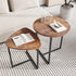 Nesting Side Tables Set of 2, Round End Tables with Rustic Brown Wood Look Top and Black Metal Frame, Space Saving Accent Coffee Tables for Living Room, Bedroom, Sofa Side, Bedside, Small Spaces