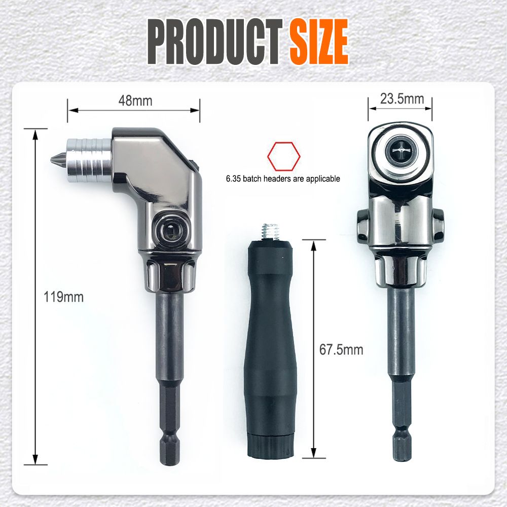 90 Degree Right Angle Drill Bit Adapter with Detachable Auxiliary Handle for Tight Space Screwdriving, Equipment Repair and Fastener Installation Tasks (Universal Screwdriver)