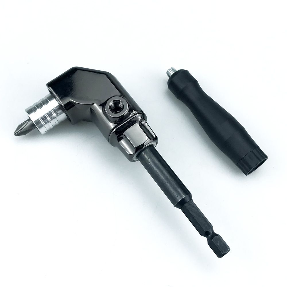 90 Degree Right Angle Drill Bit Adapter with Detachable Auxiliary Handle for Tight Space Screwdriving, Equipment Repair and Fastener Installation Tasks (Universal Screwdriver + 10 Bits)