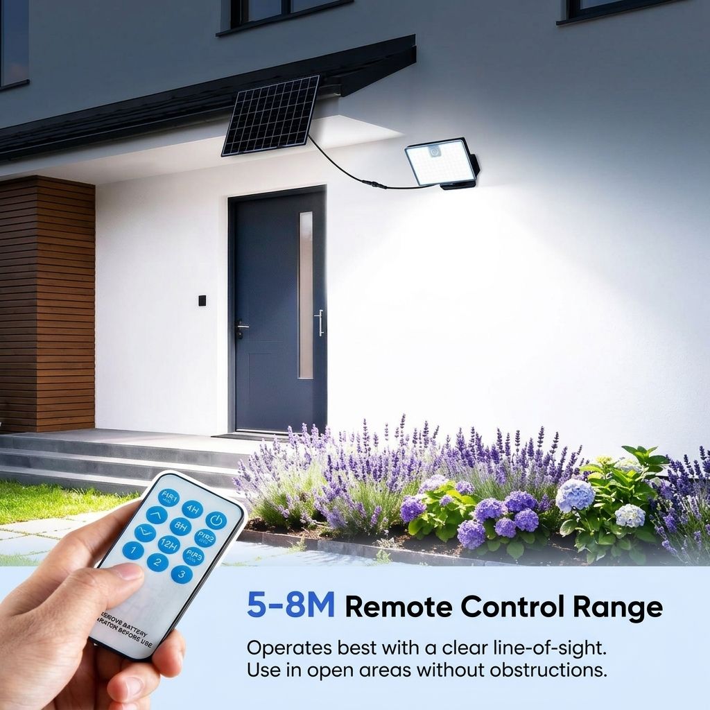 Split-Type Solar Powered Motion Sensor Floodlight with Detachable Panel, Dual Mounting Brackets, IP65 Waterproof, 6500K Cool White or 3000K Warm White Options, Ideal for Driveways, Patios, Entryways, and Emergency Indoor Use (1PCS, 6500K Cool White)
