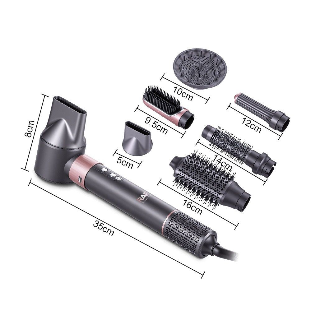 7-in-1 Hot Air Styling Brush Set with Interchangeable Attachments for Home and Salon Use – Dry, Straighten, Curl, and Add Volume with Professional-Grade Power and Precision (RoseGold)