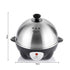 Electric Egg Cooker for 7 Eggs with Automatic Shut-Off, One-Button Operation for Hard-Boiled, Soft-Boiled, and Poached Eggs, Compact Stainless Steel Steamer for Quick Breakfast and Daily Meals (Silver)