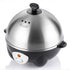 Electric Egg Cooker for 7 Eggs with Automatic Shut-Off, One-Button Operation for Hard-Boiled, Soft-Boiled, and Poached Eggs, Compact Stainless Steel Steamer for Quick Breakfast and Daily Meals (Silver)