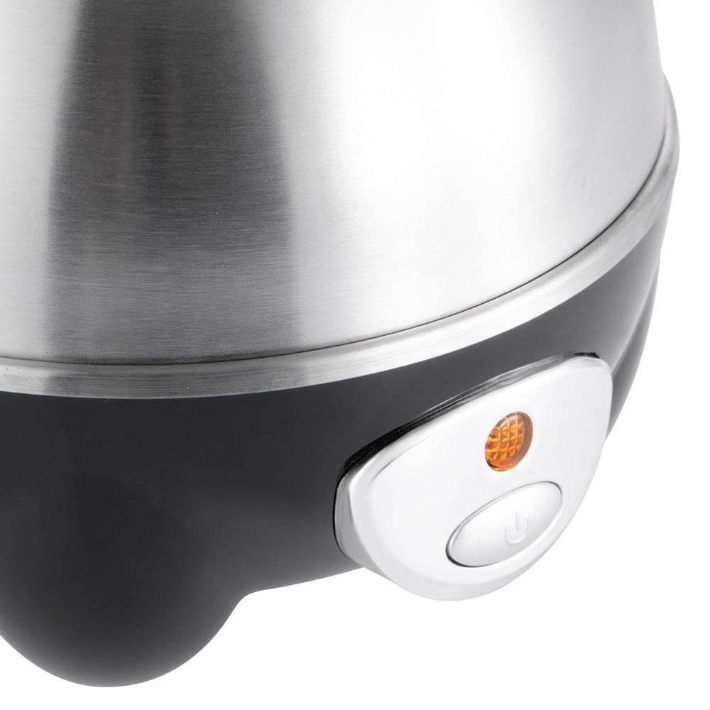 Electric Egg Cooker for 7 Eggs with Automatic Shut-Off, One-Button Operation for Hard-Boiled, Soft-Boiled, and Poached Eggs, Compact Stainless Steel Steamer for Quick Breakfast and Daily Meals (Silver)