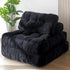 Convertible Folding Sofa Bed with Pumpkin Design, Corduroy Fabric, 3D Tufted Backrest, and Cylindrical Pillow for Living Room, Guest Room, and Small Apartments (Black)
