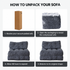 Convertible Folding Sofa Bed with Pumpkin Design, Corduroy Fabric, 3D Tufted Backrest, and Cylindrical Pillow for Living Room, Guest Room, and Small Apartments (Black)
