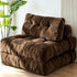Convertible Folding Sofa Bed with Pumpkin Design, Corduroy Fabric, 3D Tufted Backrest, and Cylindrical Pillow for Living Room, Guest Room, and Small Apartments (Black)