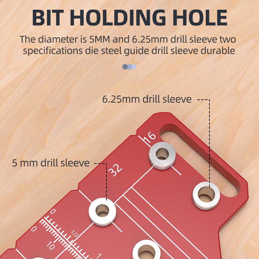 2-in-1 Cabinet Door Drilling Locator Template for Hinge and Handle Installation, Alloy Woodworking Punch Positioner with Scale Marks for Drawer Wardrobe File Cabinet Hardware Mounting (2-in-1 Drilling Jig with Row Hole Guide & Drill Bits Set)