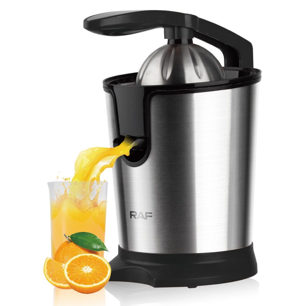 Electric Citrus Juicer with Stainless Steel Body and Dual-Color Press Arm – Effortlessly Squeeze Fresh Orange, Lemon, and Grapefruit Juice at Home with a Powerful Motor, Large 400mL Capacity, and Easy-Clean Detachable Parts for Daily Family Use. (Black)