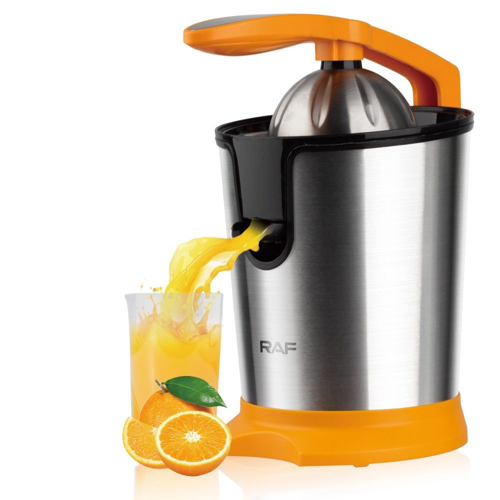 Electric Citrus Juicer with Stainless Steel Body and Dual-Color Press Arm – Effortlessly Squeeze Fresh Orange, Lemon, and Grapefruit Juice at Home with a Powerful Motor, Large 400mL Capacity, and Easy-Clean Detachable Parts for Daily Family Use. (Orange)