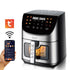 Smart Stainless Steel Air Fryer with Visible Glass Window, Touch and APP Control, Large Capacity for Oil-Free Cooking of Fries, Meat, Vegetables and Desserts in Home Kitchens (Silver)