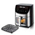 Smart Stainless Steel Air Fryer with Visible Glass Window, Touch and APP Control, Large Capacity for Oil-Free Cooking of Fries, Meat, Vegetables and Desserts in Home Kitchens (Silver)